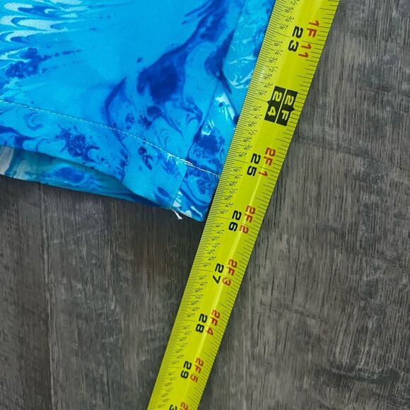 Hreski Mens Golf Pants Straight Leg Ankle Chino Pockets Abstract Marbled Blue 38 - Picture 7 of 7